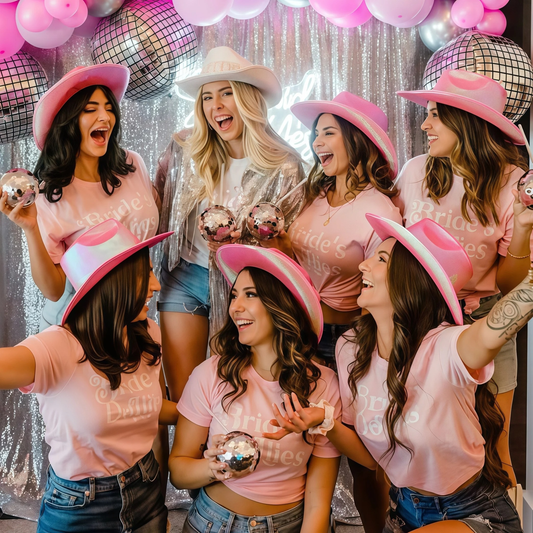 4–12 Pack Neon Glitter Space Cowgirl Hats – Bridal & Bachelorette Party