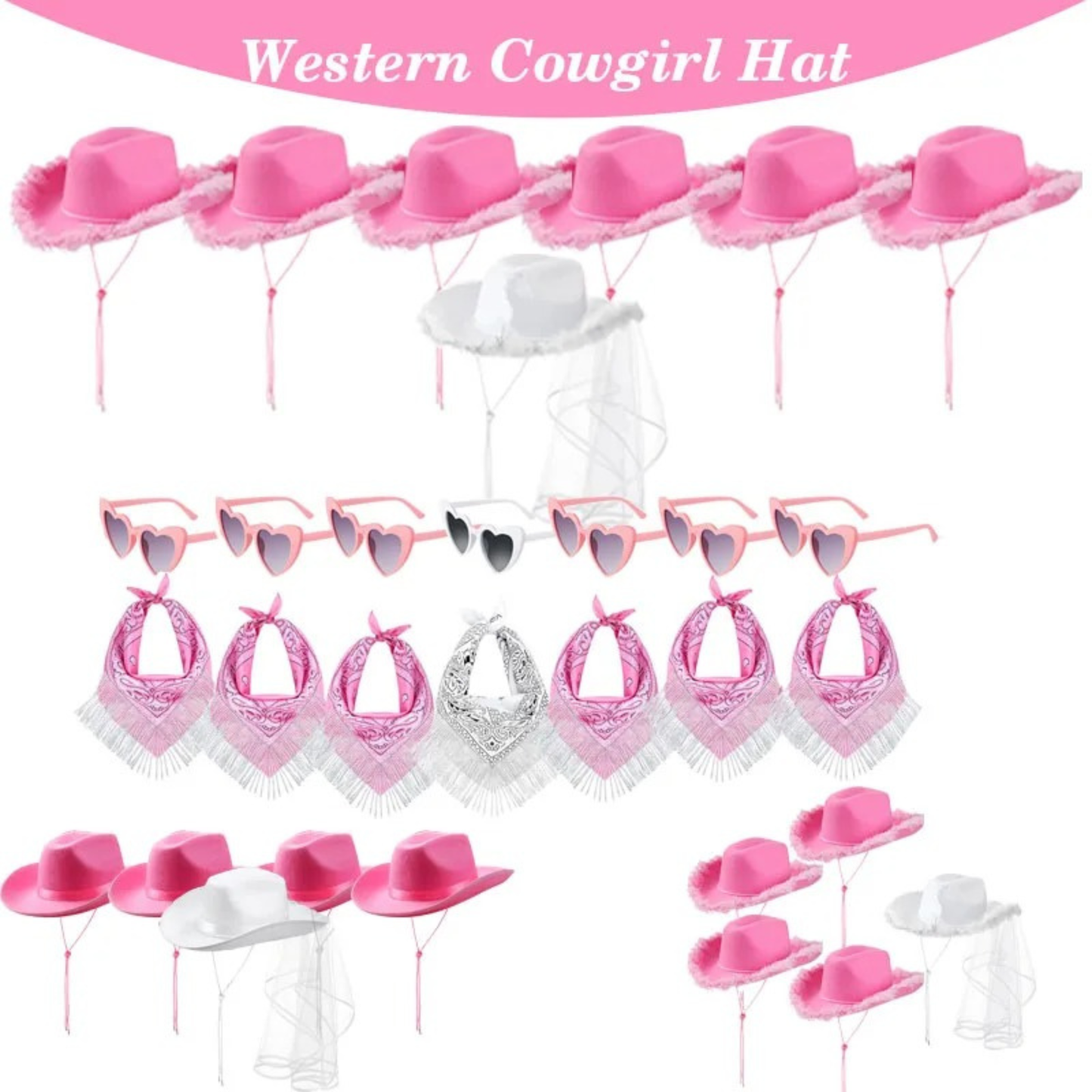 5-12Set Disco Cowgirl Cowboy Hats Bachelorette Cowboy Hats