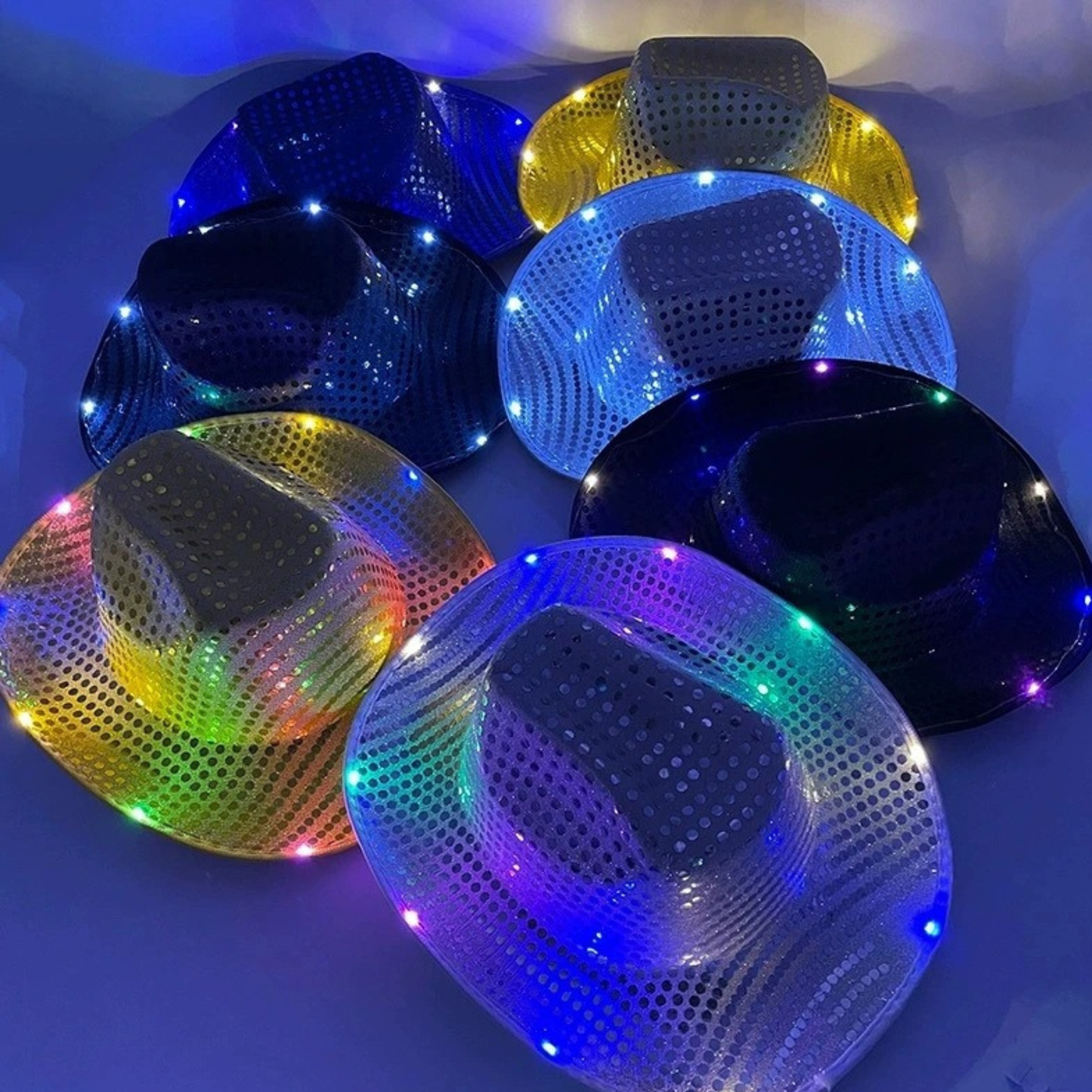 Blinky LED Light Cowboy/Cowgirl Hat – Flashing Glow Party Cap for Carnival, Bachelorette & Wedding Events