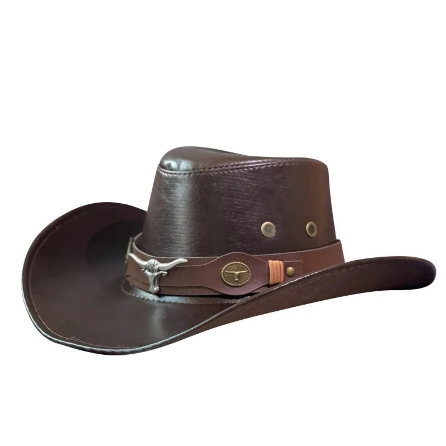 Faux Leather Western Cowboy Hats For Women Men Vintage Gentleman