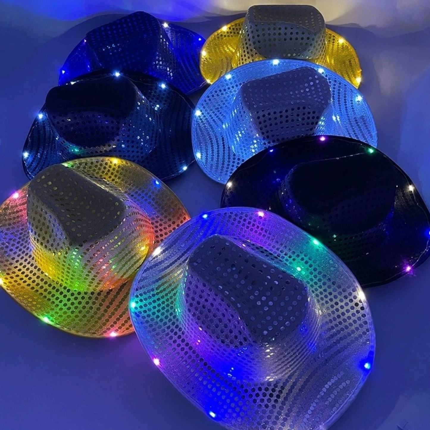 Blinky LED Light Cowboy/Cowgirl Hat – Flashing Glow Party Cap for Carnival, Bachelorette & Wedding Events