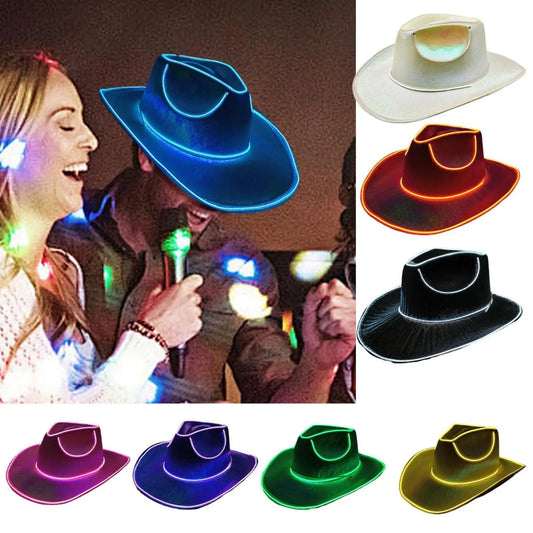 Wireless LED Glowing Light Bar Cowboy/Cowgirl Hat Disco Party