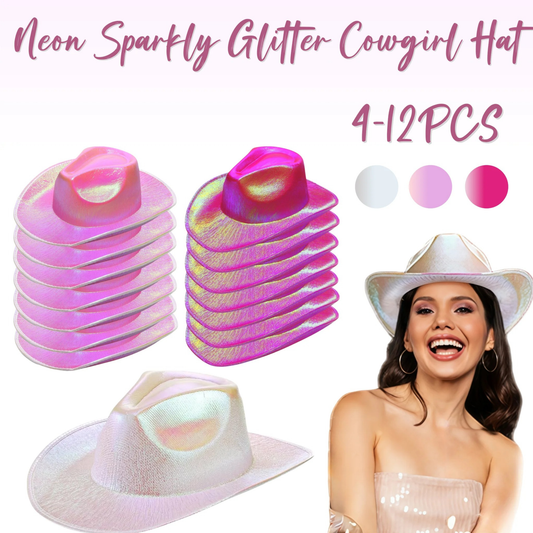 4–12 Pack Neon Glitter Space Cowgirl Hats – Holographic Cowboy Hats for Women, Bridal Shower & Bachelorette Party