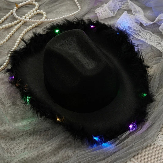 Felt Party Cowboy/Cowgirl Hat with Colorful LED Lights