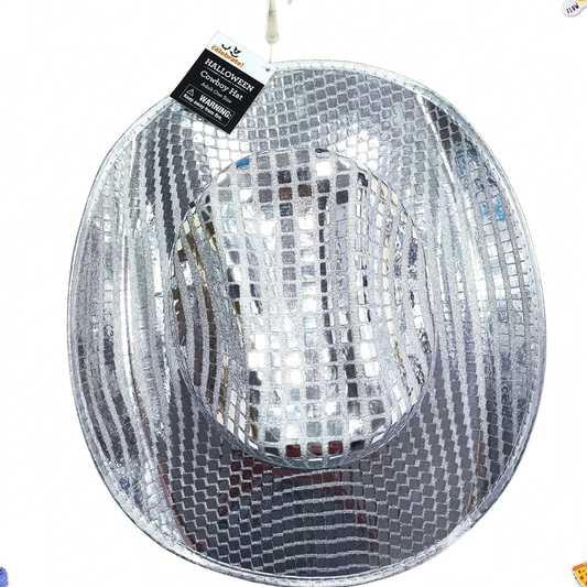 Adult Silver Disco Cowboy Hat – One Size Fits All Party Costume, Halloween & Dance Prop