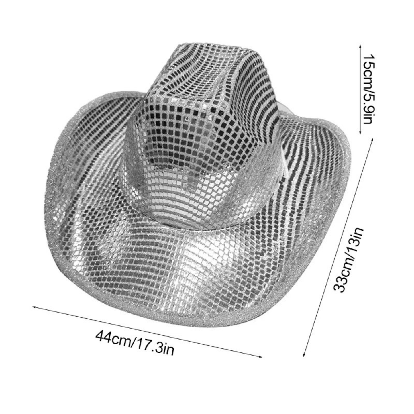 Disco ball Cowboy Hat Sunglasses  Decoration Wedding Bride, Mirror Disco Cap