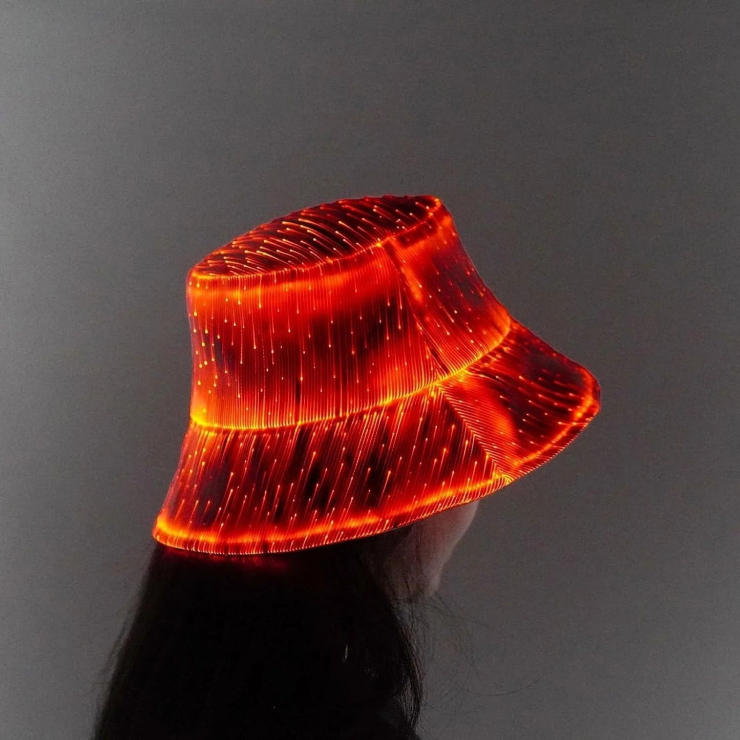 LED Fiber Bucket Hat – Multi-Color Glowing Party Hat