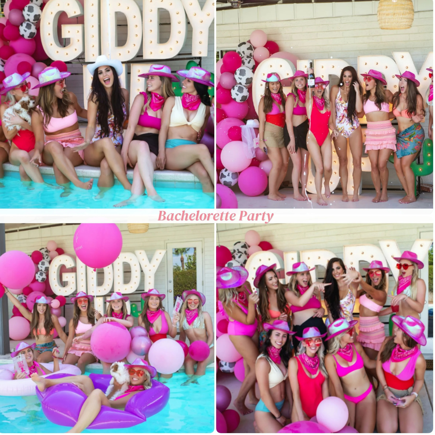 4–12 Pack Neon Glitter Space Cowgirl Hats – Bridal & Bachelorette Party