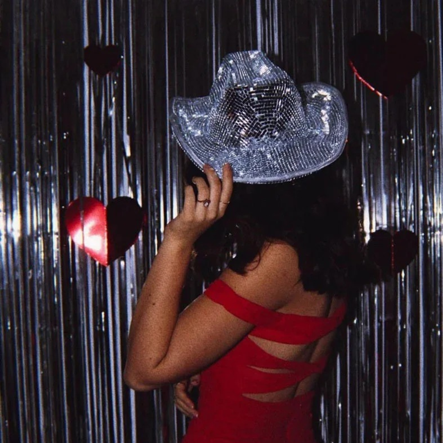 Disco ball Cowboy Hat Sunglasses  Decoration Wedding Bride, Mirror Disco Cap