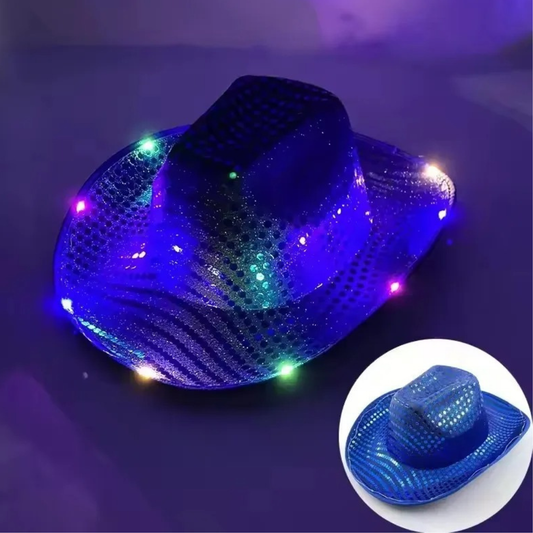 Blinky LED Light Cowboy/Cowgirl Hat – Flashing Glow Party Cap for Carnival, Bachelorette & Wedding Events