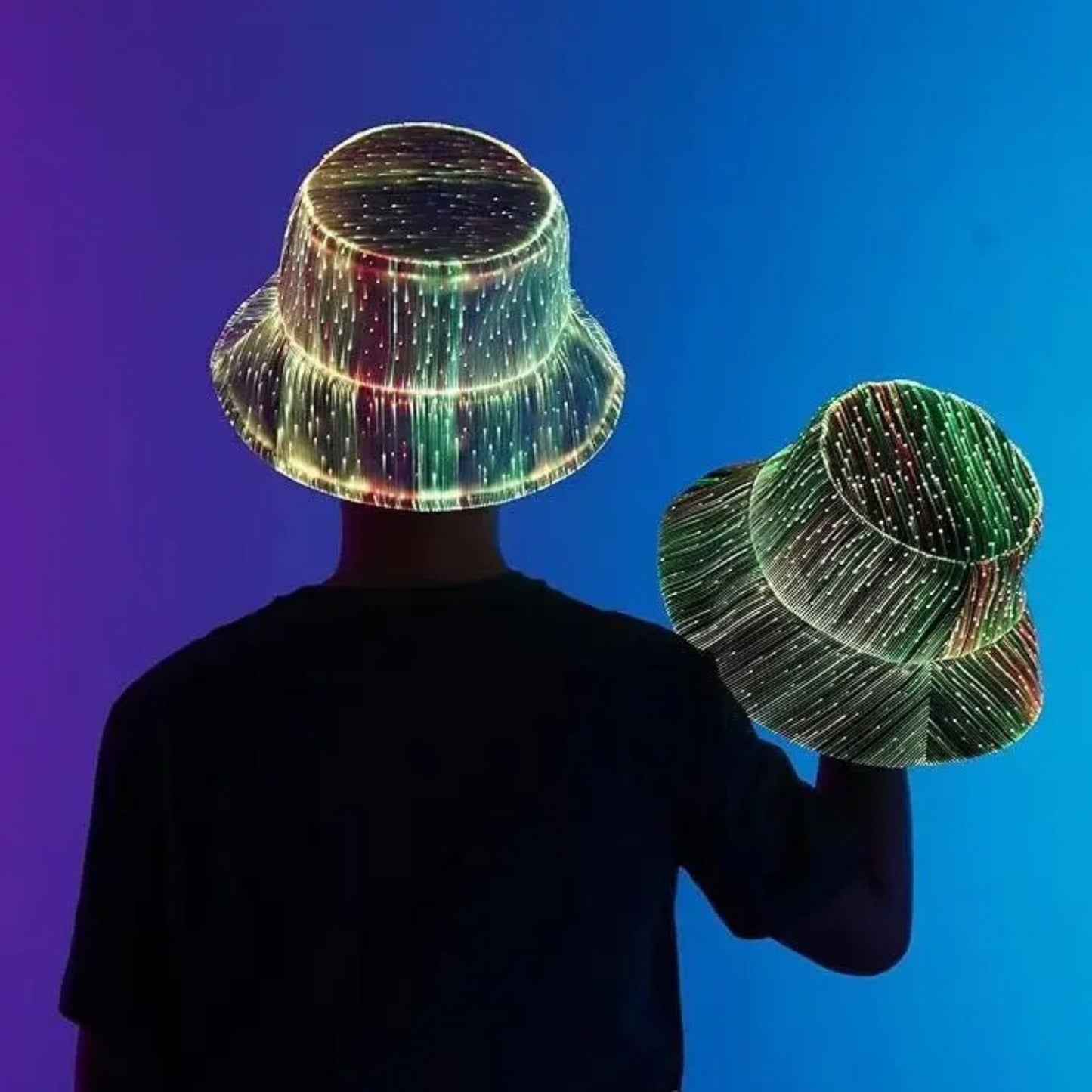 LED Fiber Bucket Hat – Multi-Color Glowing Party Hat
