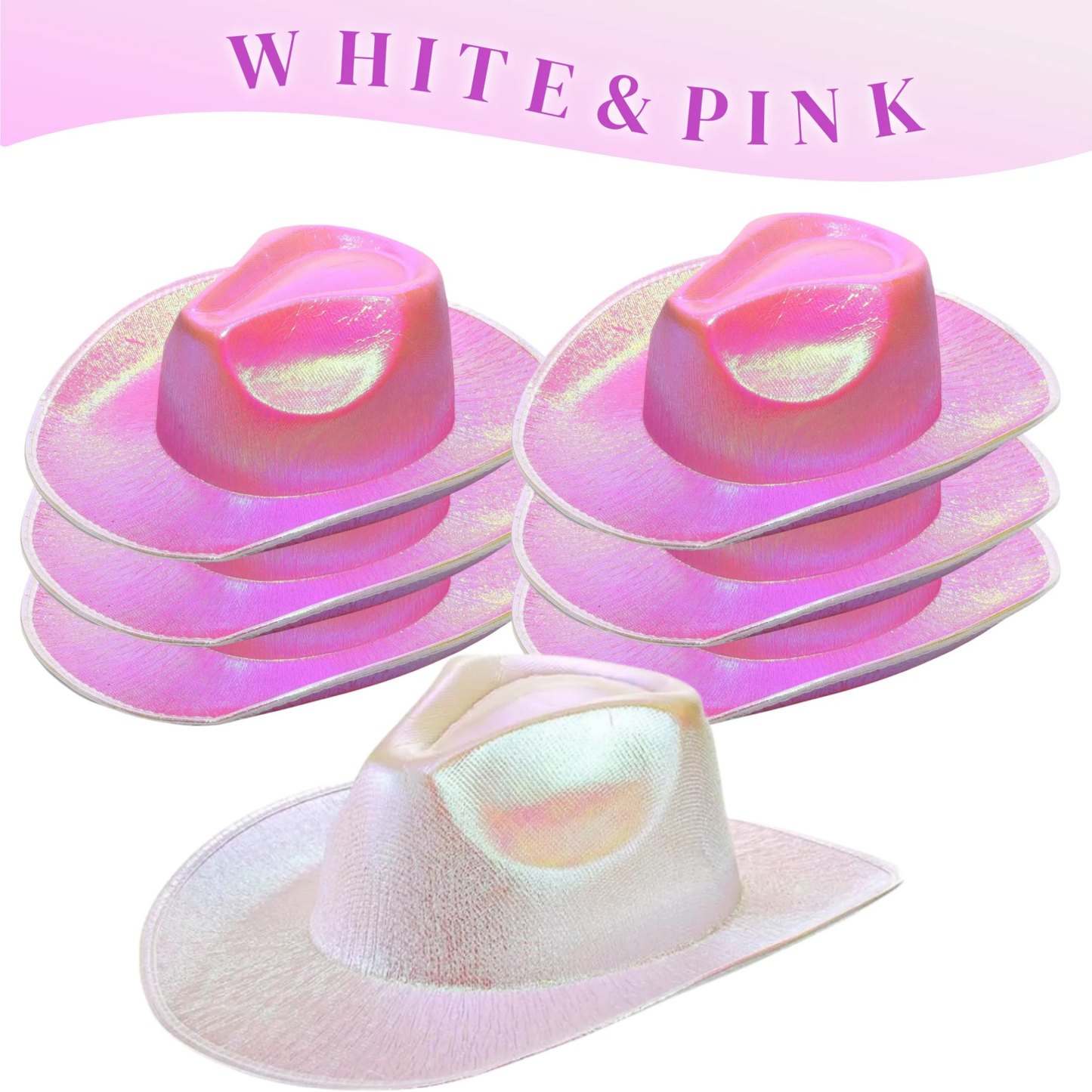 4–12 Pack Neon Glitter Space Cowgirl Hats – Bridal & Bachelorette Party