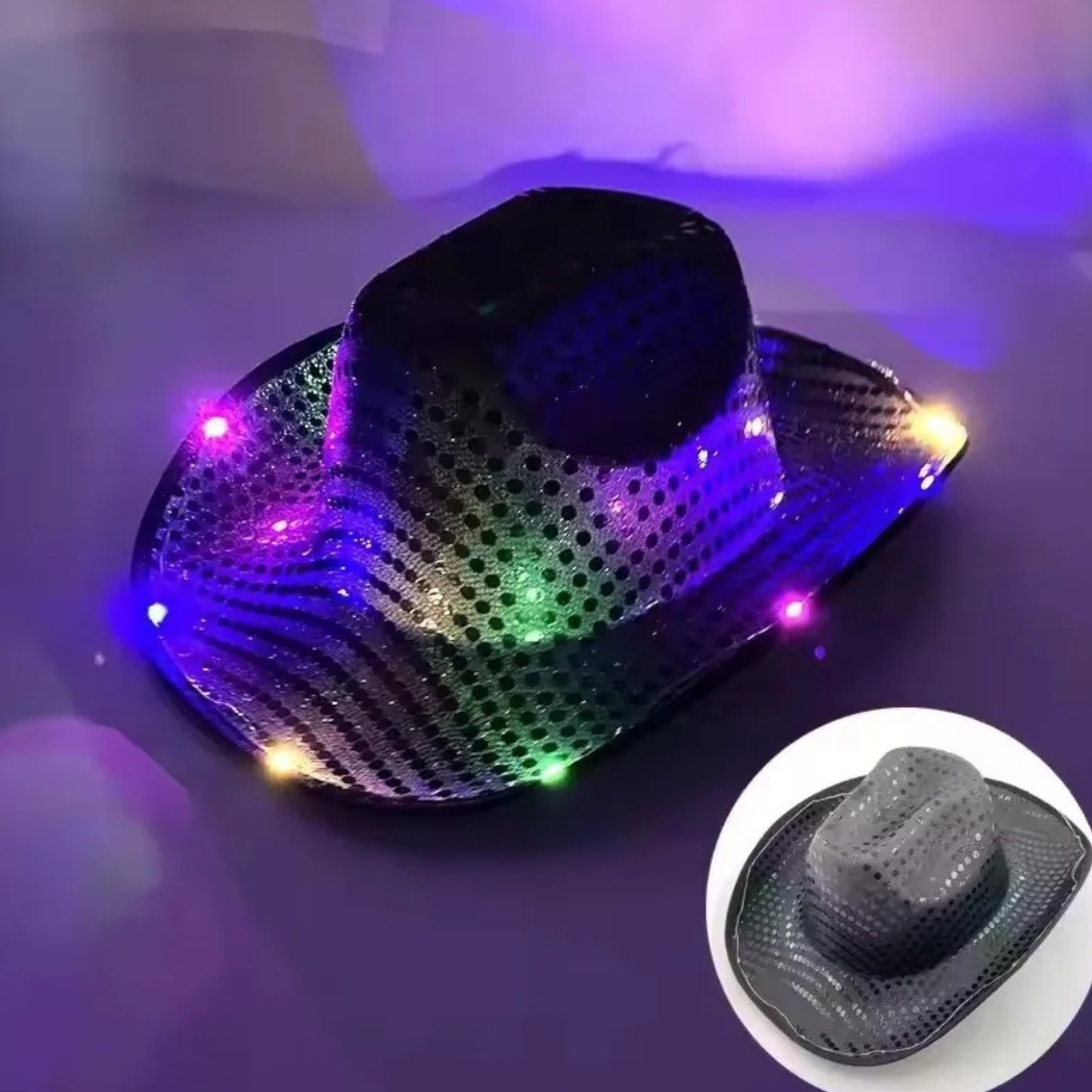 Blinky LED Light Cowboy/Cowgirl Hat – Flashing Glow Party Cap for Carnival, Bachelorette & Wedding Events