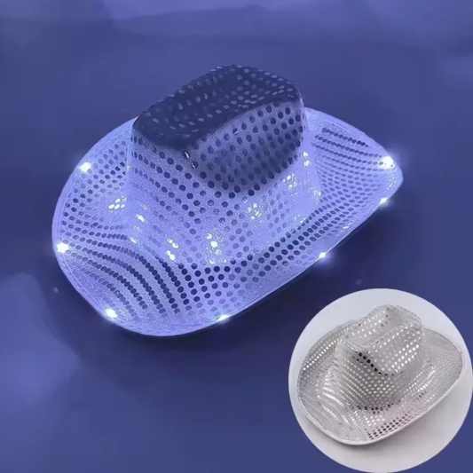Blinky LED Light Cowboy/Cowgirl Hat – Flashing Glow Party Cap for Carnival, Bachelorette & Wedding Events