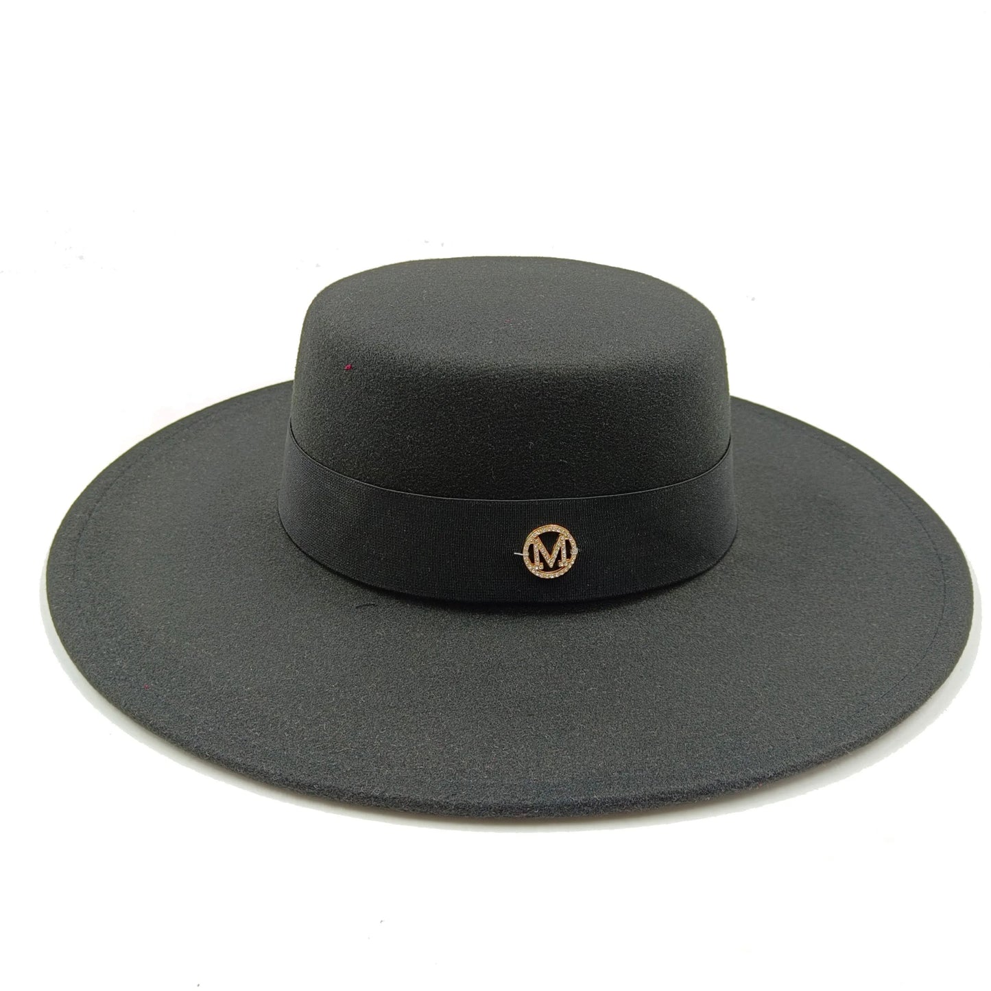 oversized edge flat top hat retro French felt hat for Men, women