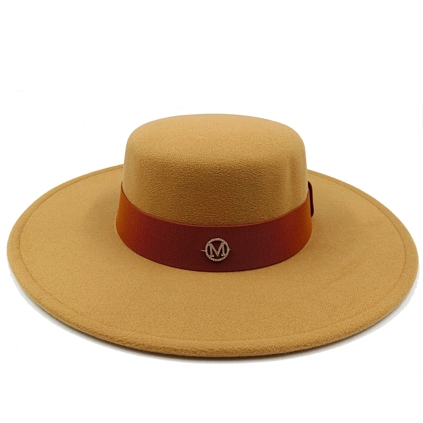 oversized edge flat top hat retro French felt hat for Men, women