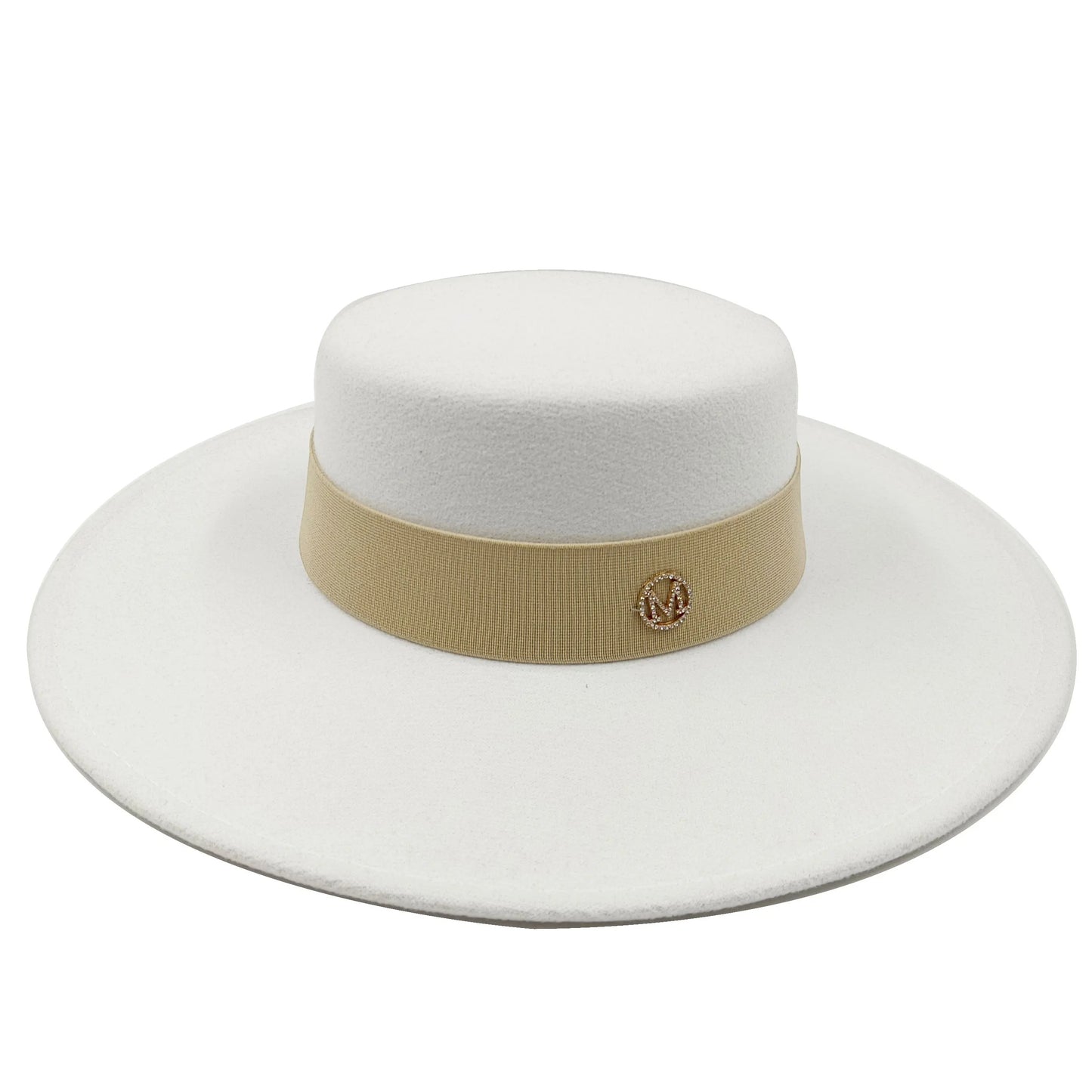 oversized edge flat top hat retro French felt hat for Men, women