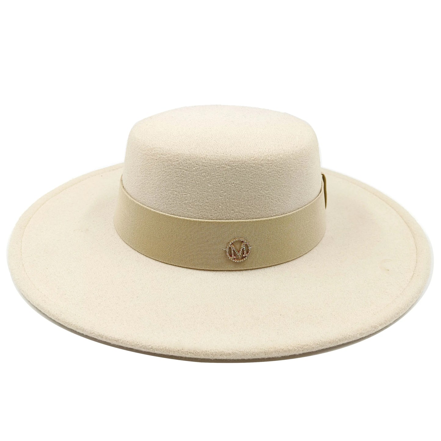 oversized edge flat top hat retro French felt hat for Men, women