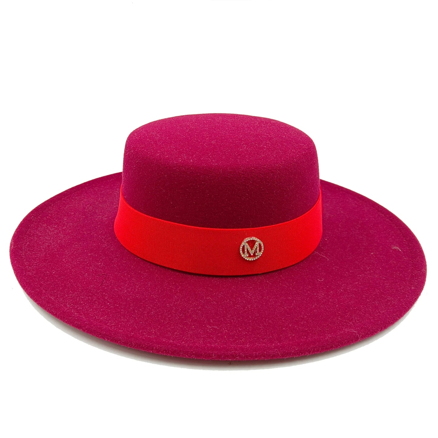 oversized edge flat top hat retro French felt hat for Men, women