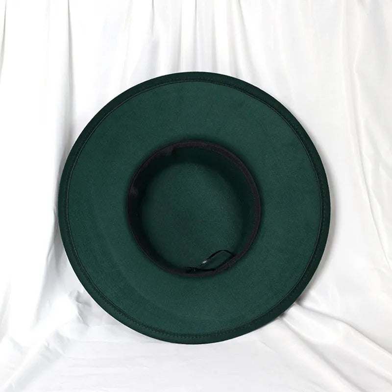 oversized edge flat top hat retro French felt hat for Men, women